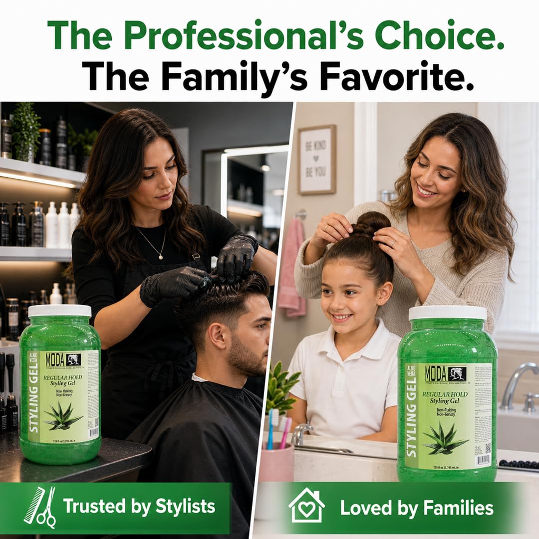 MODA Regular Hold Styling Gel – Nourishes &amp; Repairs with Glycerin, Keratin, Panthenol, Collagen &amp; Vitamin E – Long-Lasting Flexible Hold for All Hair Types
