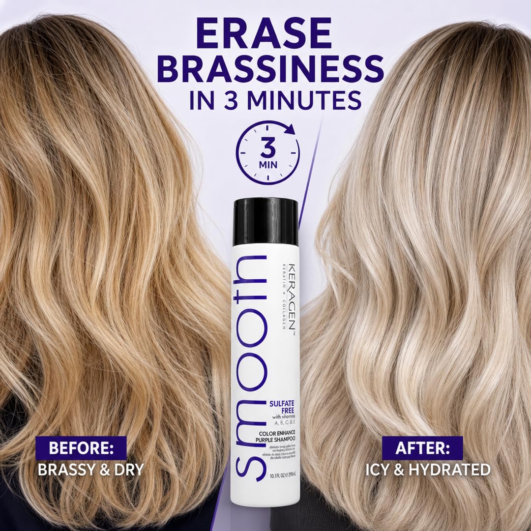 KERAGEN Purple Shampoo &amp; Conditioner - Toning System for Blonde &amp; Silver Hair
