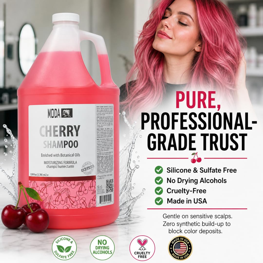 MODA - Moisturizing Shampoo for All Hair Types, Balsam and Protein, Professional - Deep Cleansing and Conditioning - Strengthens, Restores, and Adds Shine
