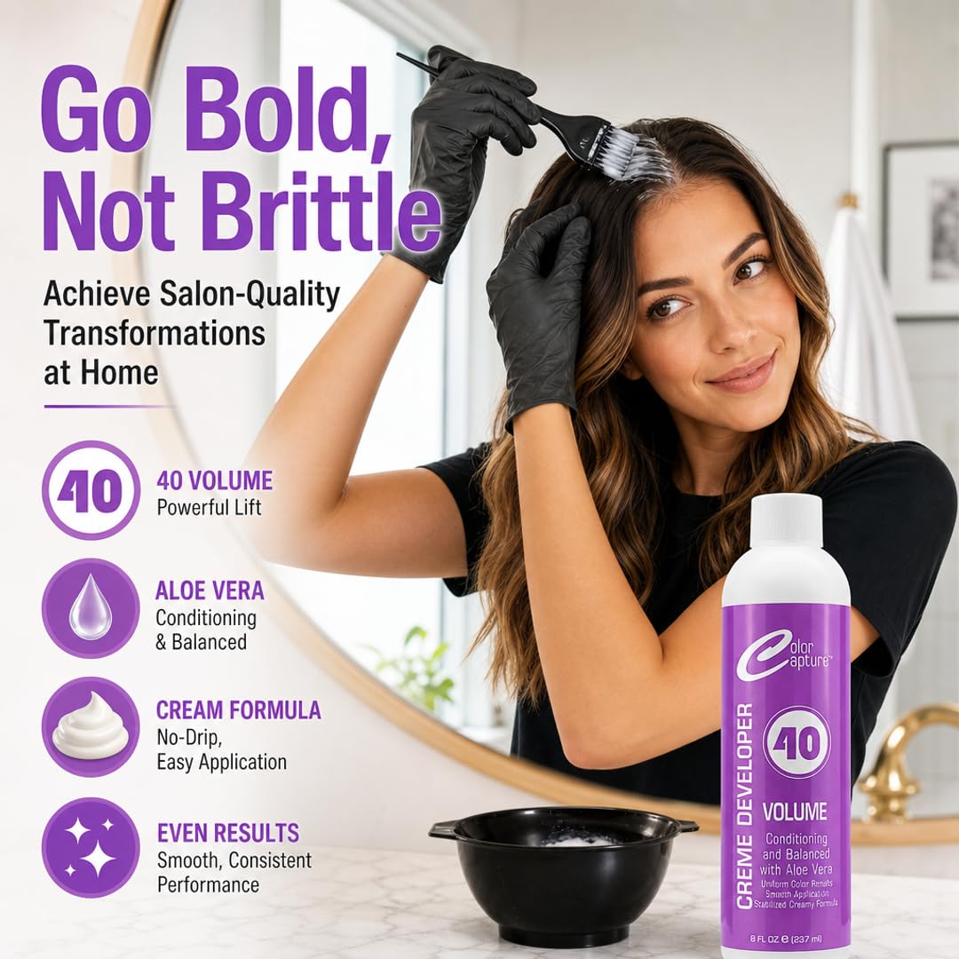 COLOR CAPTURE - Cream Developer, Hair Color Enhancer - Provides Consistent, Vibrant Results for Professional Coloring