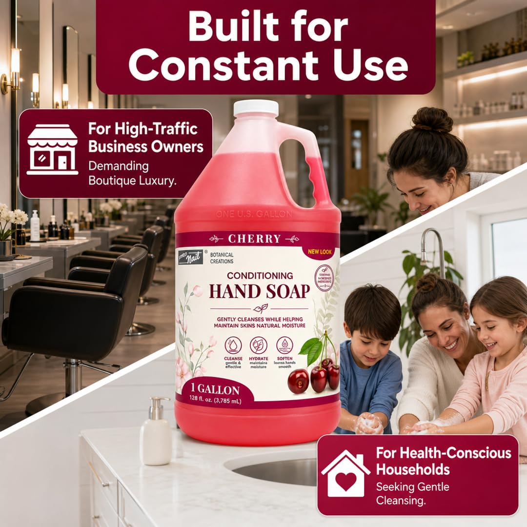 PRO NAIL Liquid Hand Soap Refill - Deeply Cleanses &amp; Hydrates - Aloe Vera &amp; Cherry - Bulk Size