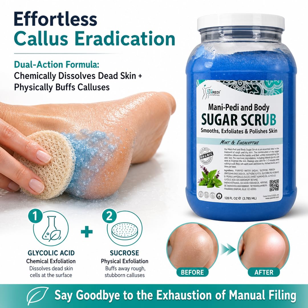 SPA REDI Sugar Body Scrub - Exfoliating &amp; Moisturizing for Smooth, Fresh Skin