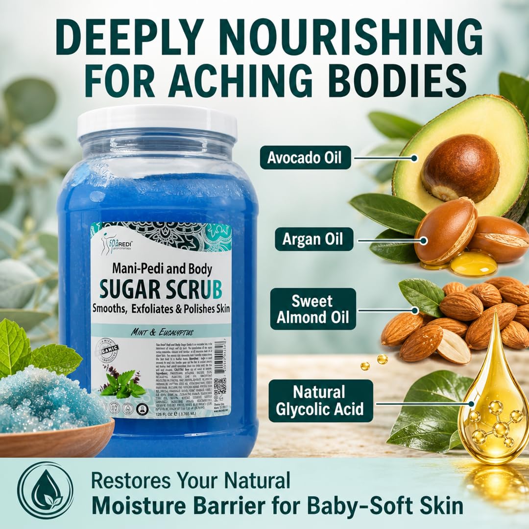 SPA REDI Sugar Body Scrub - Exfoliating &amp; Moisturizing for Smooth, Fresh Skin