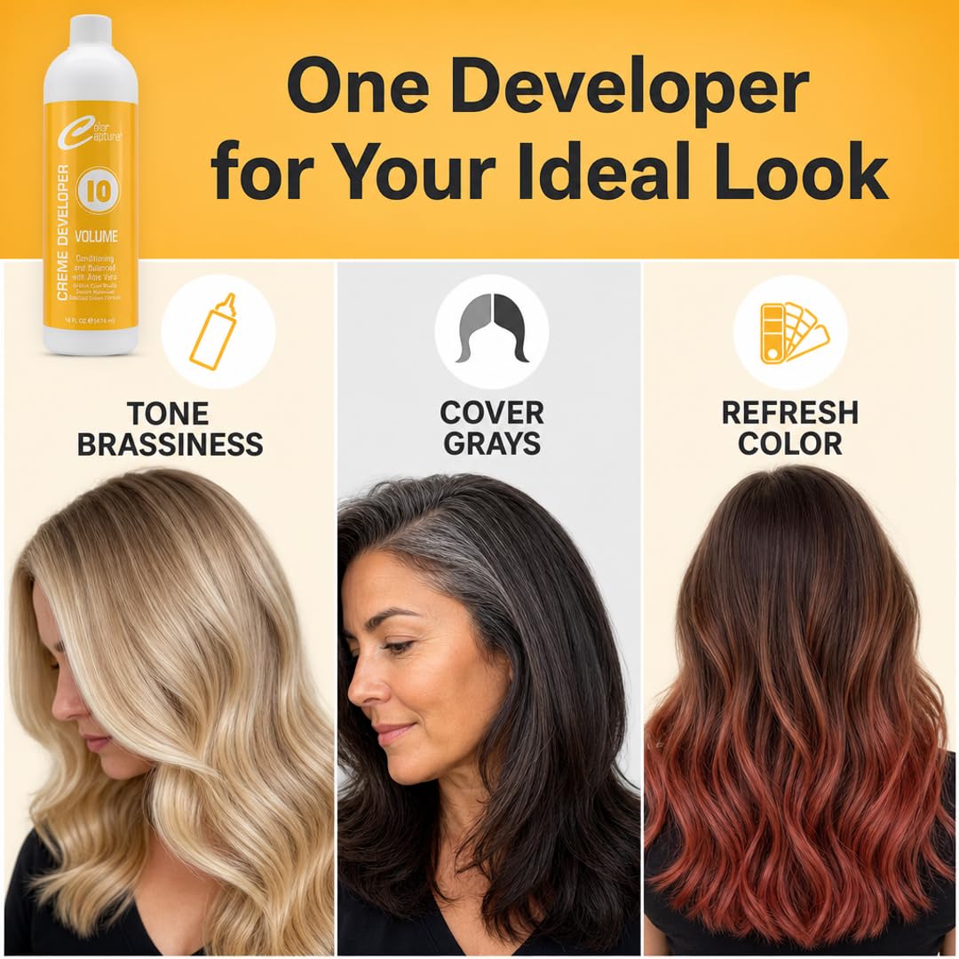 COLOR CAPTURE - Cream Developer, Hair Color Enhancer - Provides Consistent, Vibrant Results for Professional Coloring