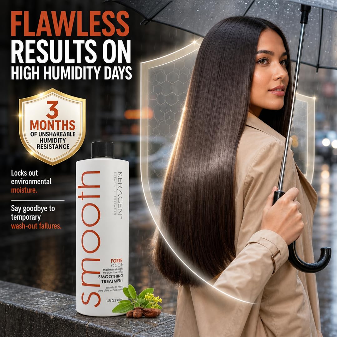 KERAGEN Brazilian Keratin Treatment - Professional Smoothing Kit for Frizzy Hair