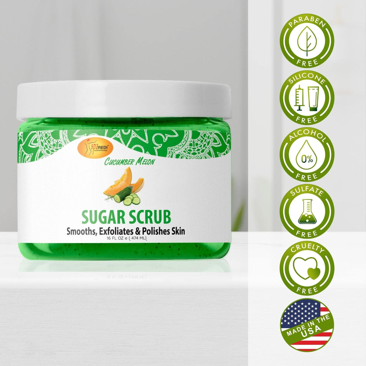 SPA REDI Sugar Body Scrub - Exfoliating &amp; Moisturizing for Smooth, Fresh Skin