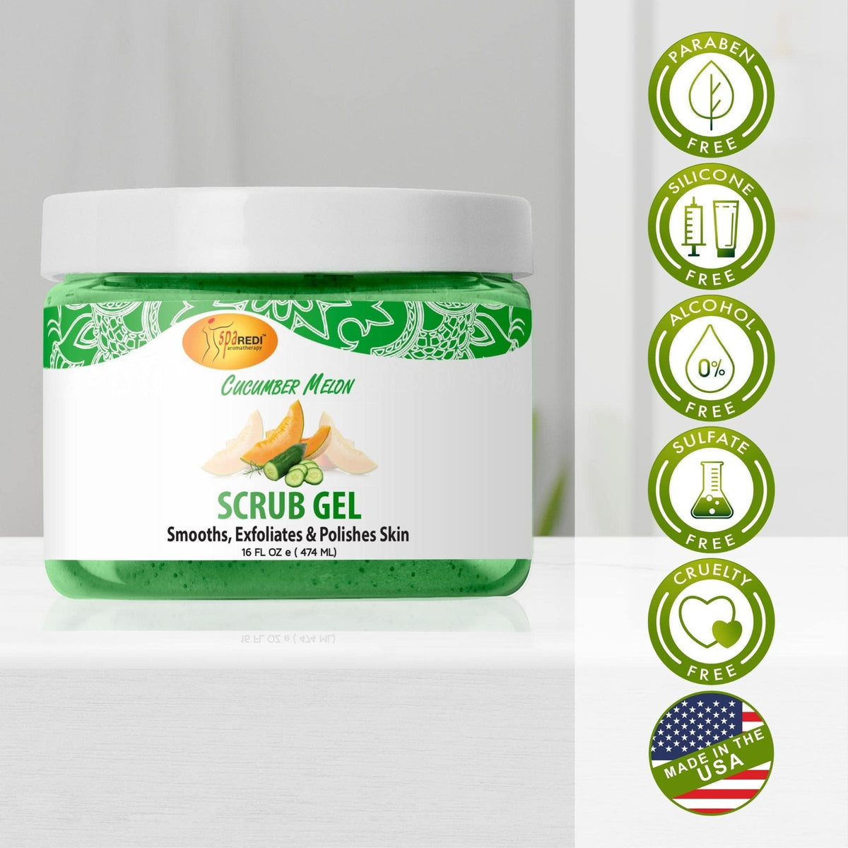 SPA REDI Exfoliating Scrub Pumice Gel - Hydrating Body Exfoliator with Hyaluronic Acid - Refresh &amp; Revitalize