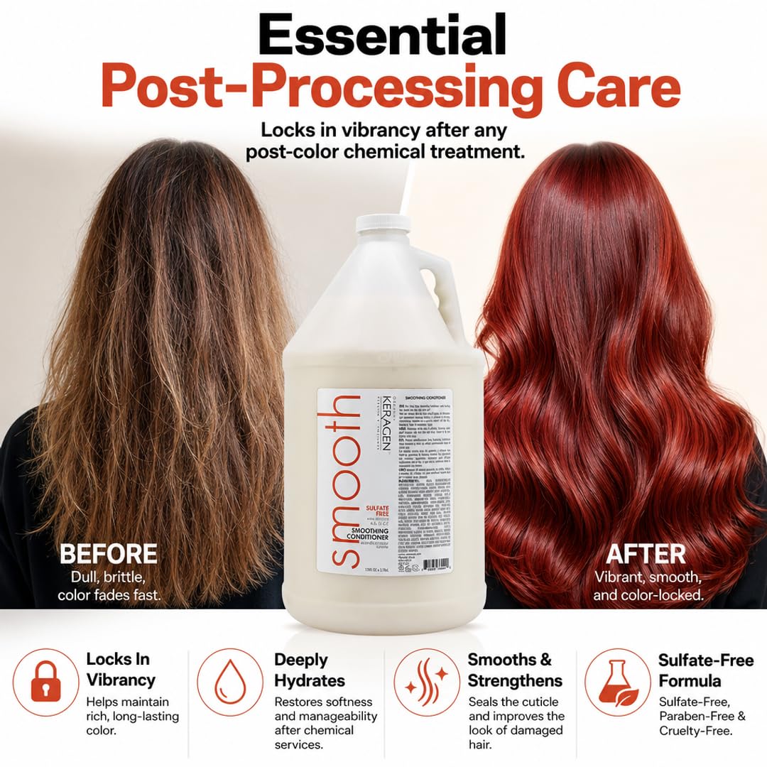 KERAGEN Smoothing Shampoo &amp; Conditioner - Keratin &amp; Collagen Infused Frizz Control System