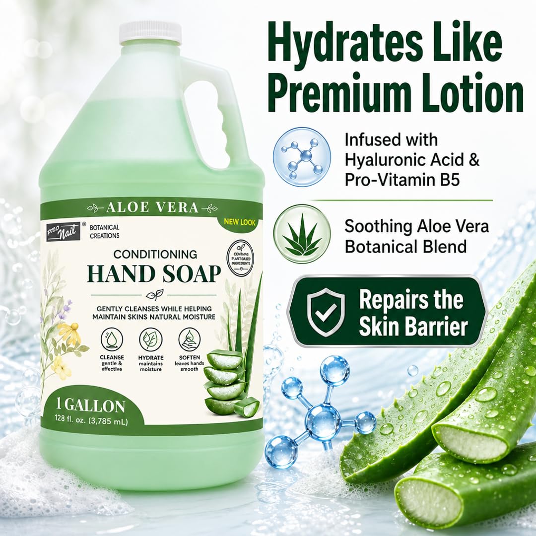 PRO NAIL Liquid Hand Soap Refill - Deeply Cleanses &amp; Hydrates - Aloe Vera &amp; Cherry - Bulk Size