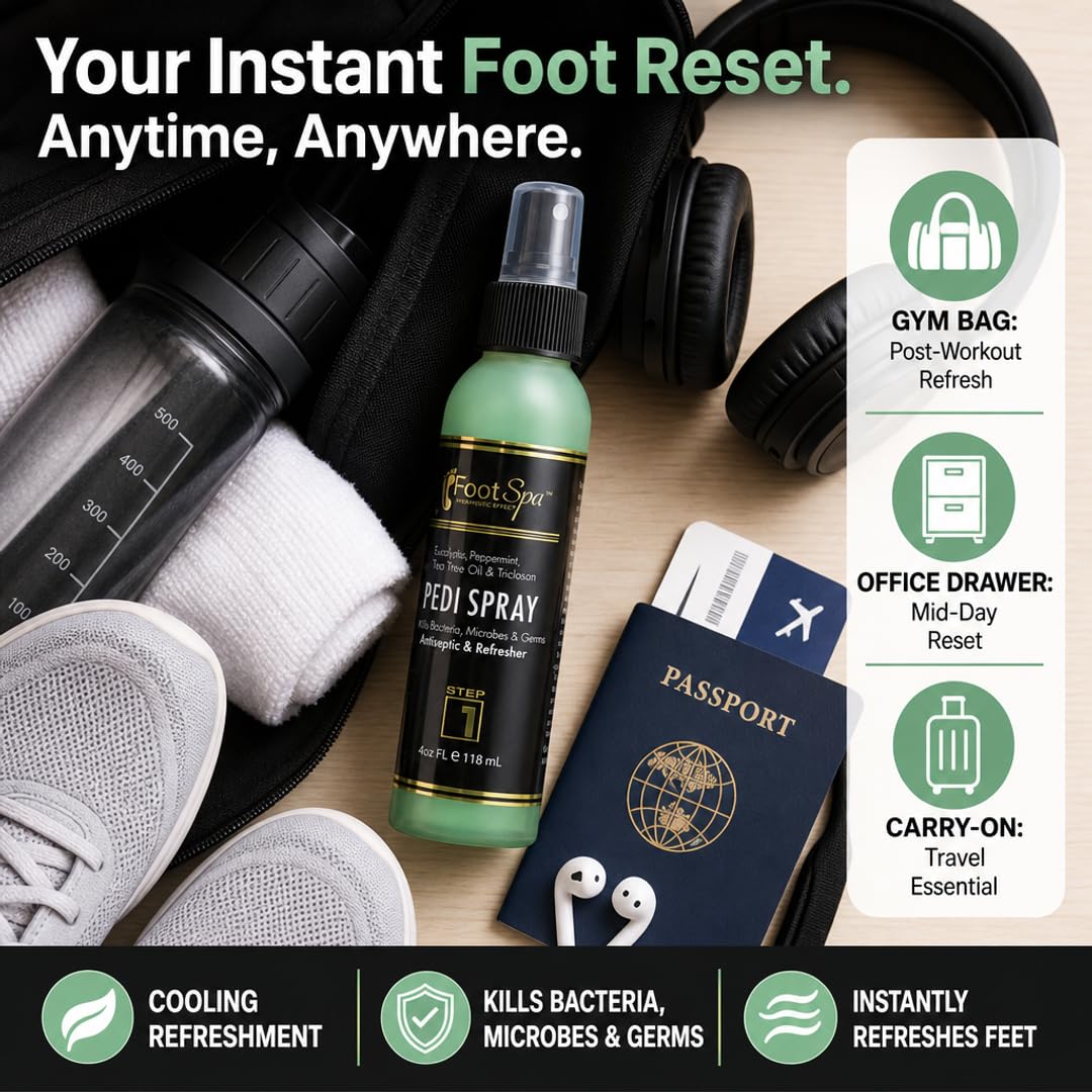 Pedi Spray Antiseptic - Mint &amp; Eucalyptus - Refreshing Foot Care Spray for Clean &amp; Revitalized Feet