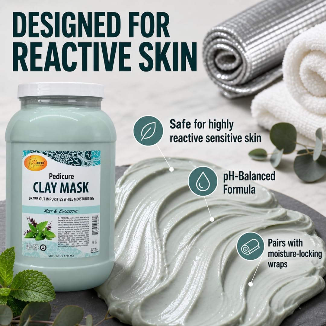 SPA REDI Clay Mask - Detoxifying, Hydrating &amp; Pore Purifying for Body and Pedicure