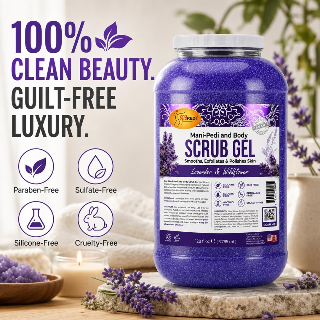 SPA REDI Exfoliating Scrub Pumice Gel - Hydrating Body Exfoliator with Hyaluronic Acid - Refresh &amp; Revitalize