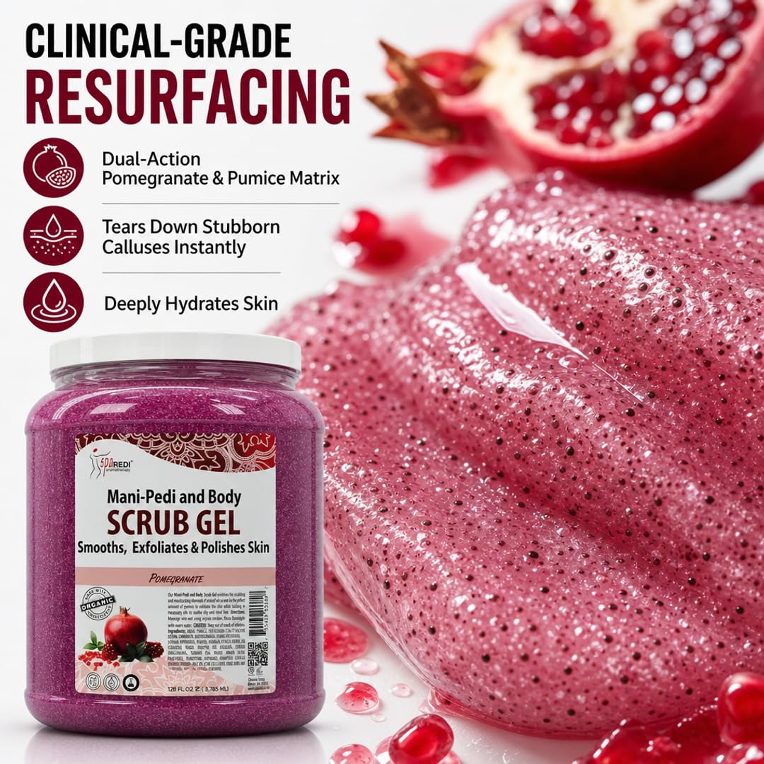 SPA REDI Exfoliating Scrub Pumice Gel - Hydrating Body Exfoliator with Hyaluronic Acid - Refresh &amp; Revitalize