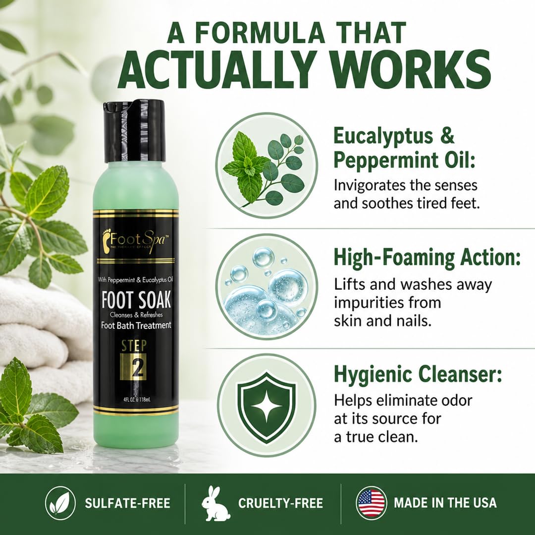 Foot Spa Foot Soak – Bulk Refill Gallon – Cleansing &amp; Softening Formula with Eucalyptus &amp; Peppermint Oil – Refreshing Foot Bath for Pedicures &amp; Tired, Aching Feet