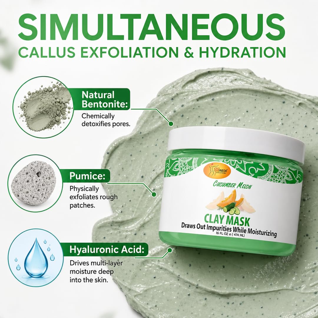 SPA REDI Clay Mask - Detoxifying, Hydrating &amp; Pore Purifying for Body and Pedicure