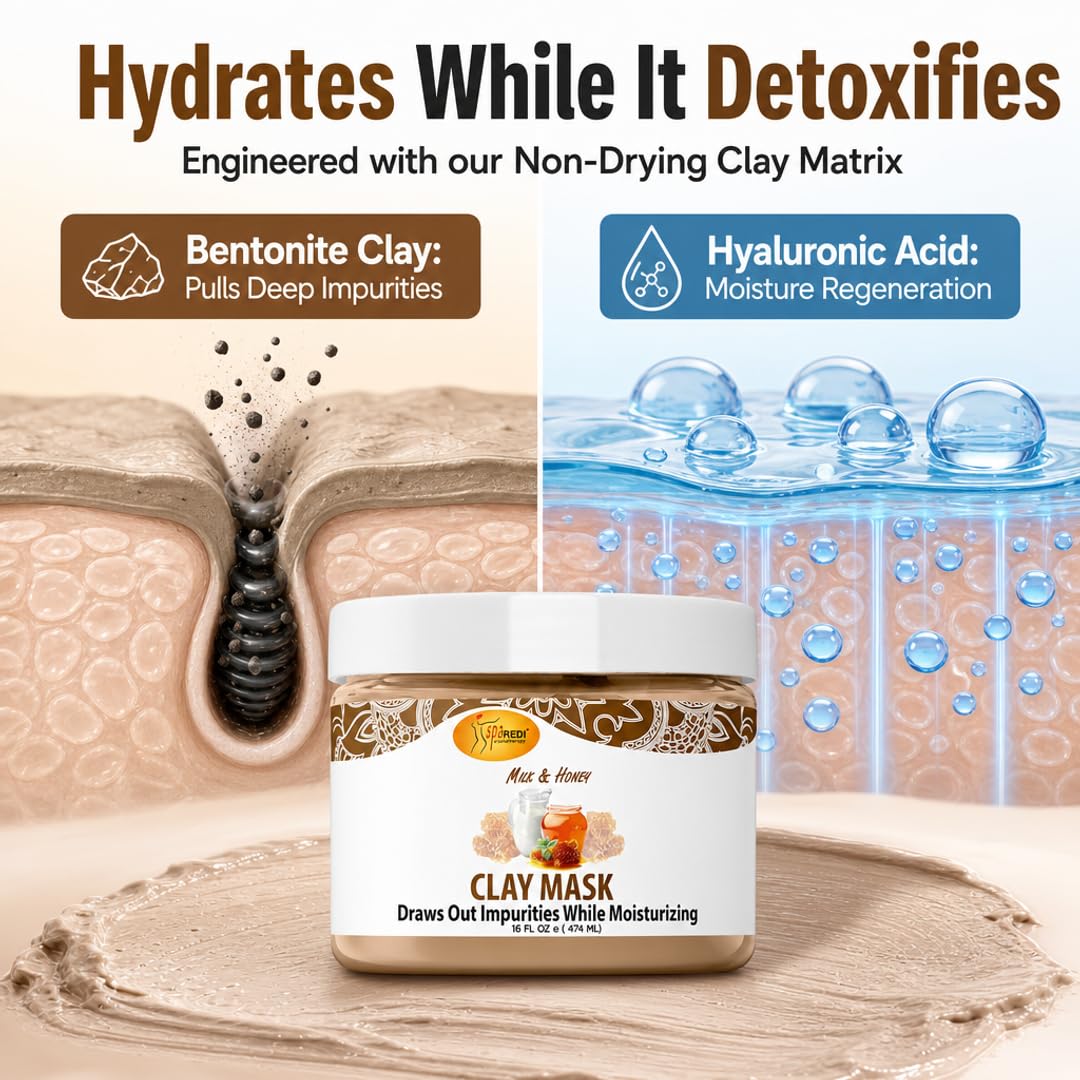 SPA REDI Clay Mask - Detoxifying, Hydrating &amp; Pore Purifying for Body and Pedicure