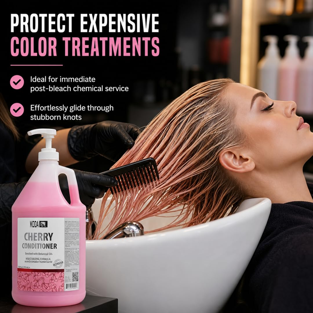 MODA Moisturizing Conditioner for All Hair Types – Professional Treatment – Balsam and Protein Formula – Strengthens, Hydrates, Adds Volume, Restores Shine and Protects Color