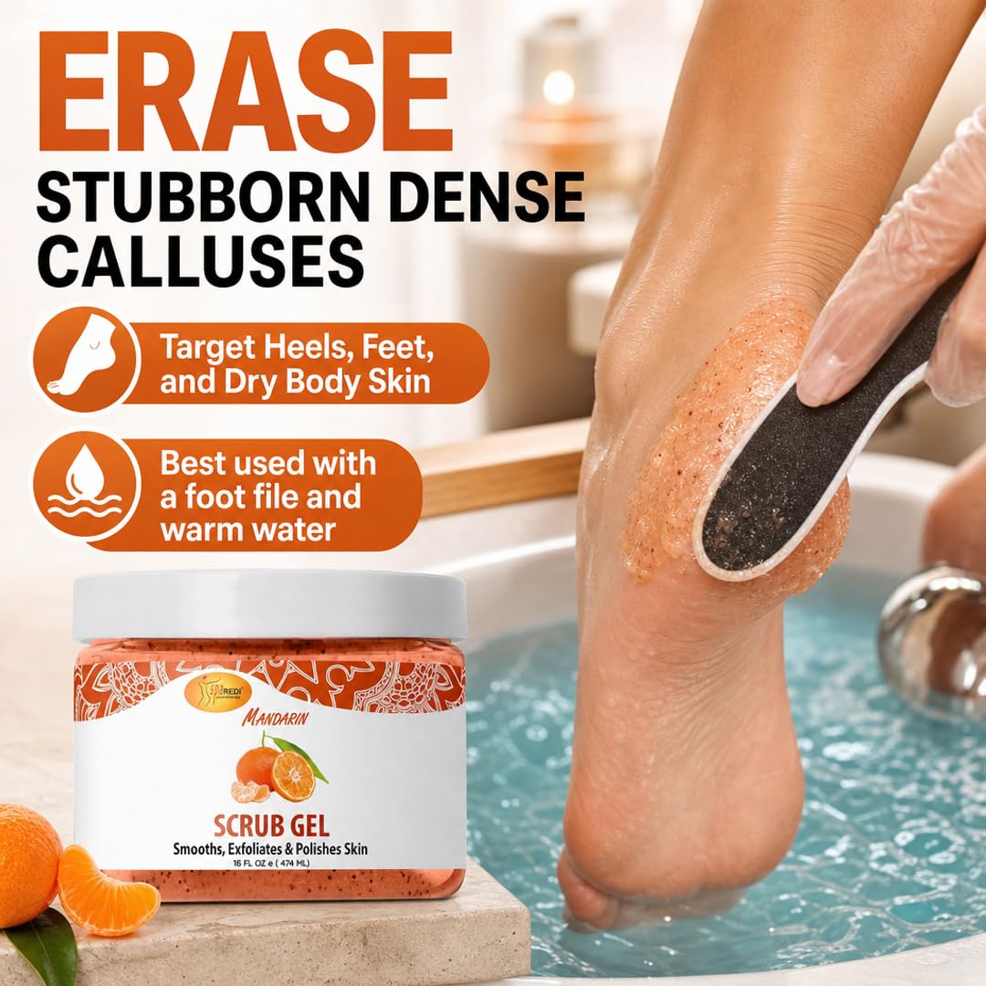SPA REDI Exfoliating Scrub Pumice Gel - Hydrating Body Exfoliator with Hyaluronic Acid - Refresh &amp; Revitalize