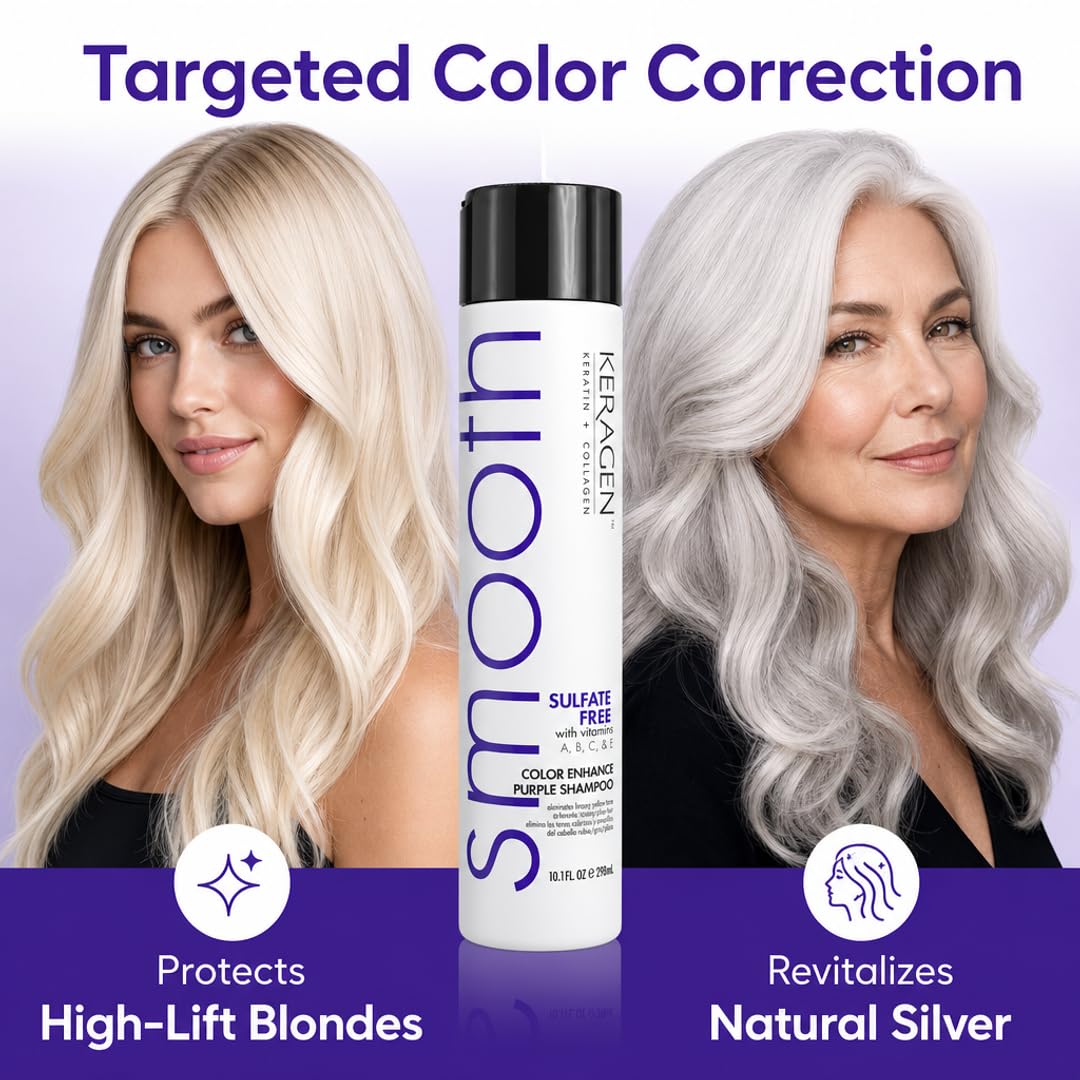KERAGEN Purple Shampoo &amp; Conditioner - Toning System for Blonde &amp; Silver Hair