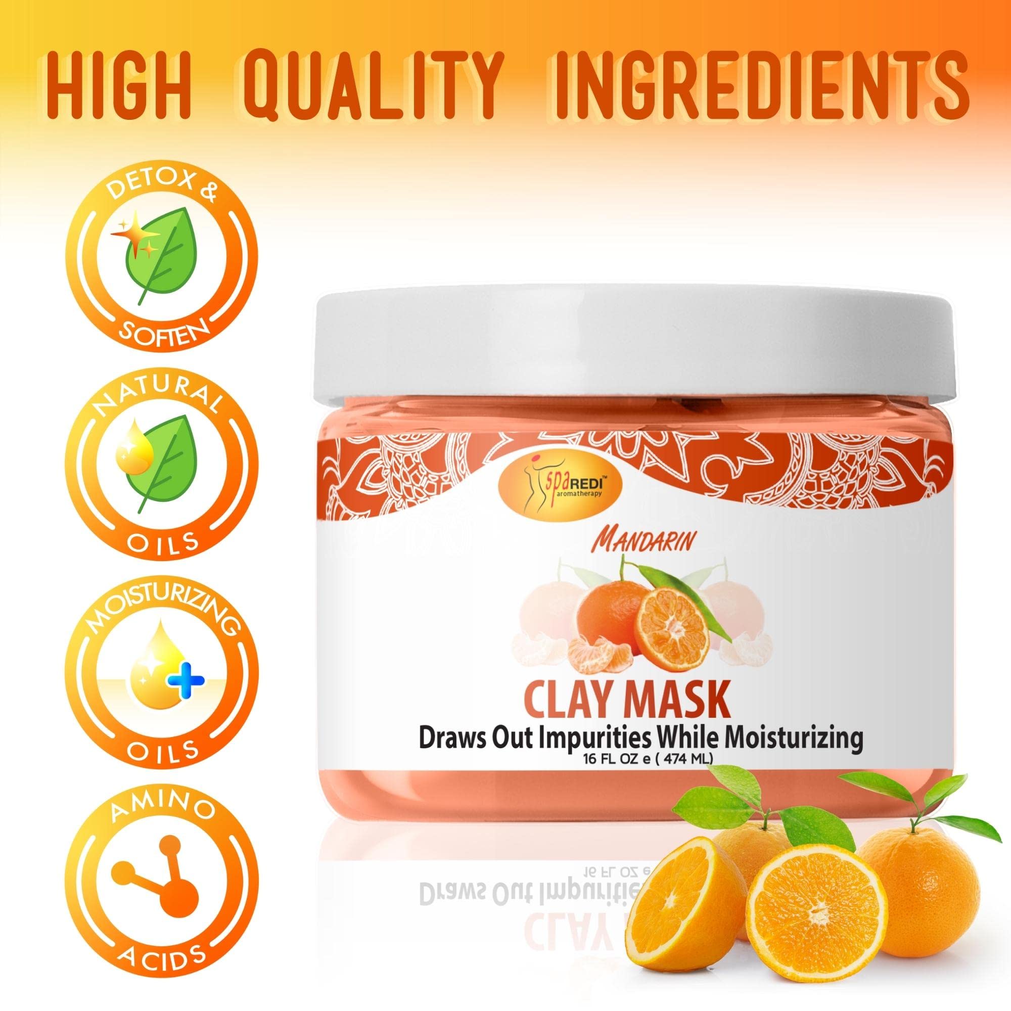 SPA REDI Clay Mask - Detoxifying, Hydrating &amp; Pore Purifying for Body and Pedicure