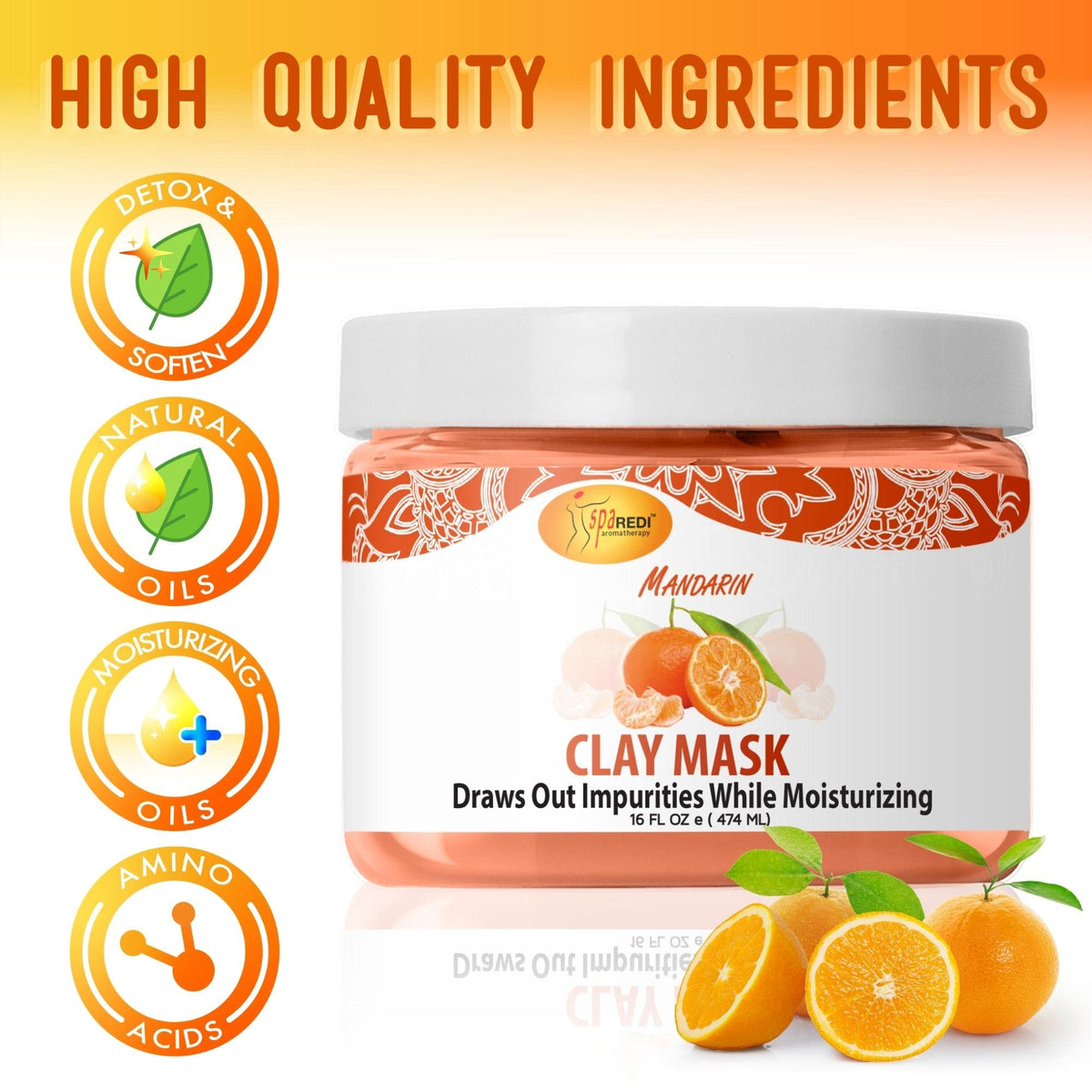 SPA REDI Clay Mask - Detoxifying, Hydrating &amp; Pore Purifying for Body and Pedicure