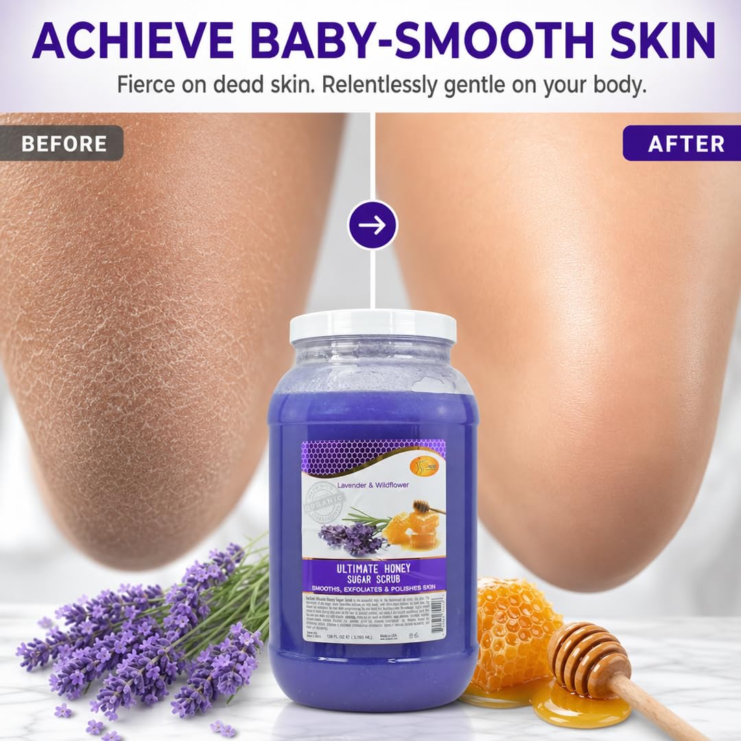 SPA REDI Sugar Body Scrub - Lavender &amp; Wildflower, Exfoliating &amp; Hydrating for Smooth, Glowing Skin