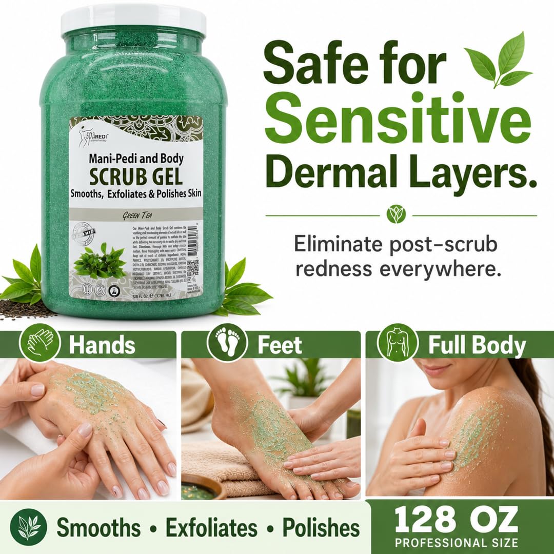 SPA REDI Exfoliating Scrub Pumice Gel - Hydrating Body Exfoliator with Hyaluronic Acid - Refresh &amp; Revitalize