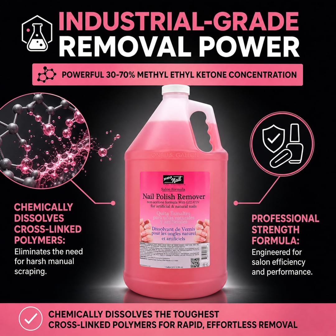 PRO NAIL - Non-Acetone Nail Polish Remover - Professional Strength, Gentle on Nails, Maximum Effectiveness