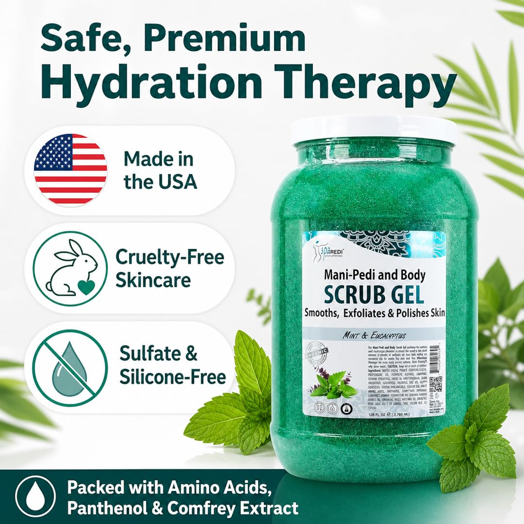SPA REDI Exfoliating Scrub Pumice Gel - Hydrating Body Exfoliator with Hyaluronic Acid - Refresh &amp; Revitalize