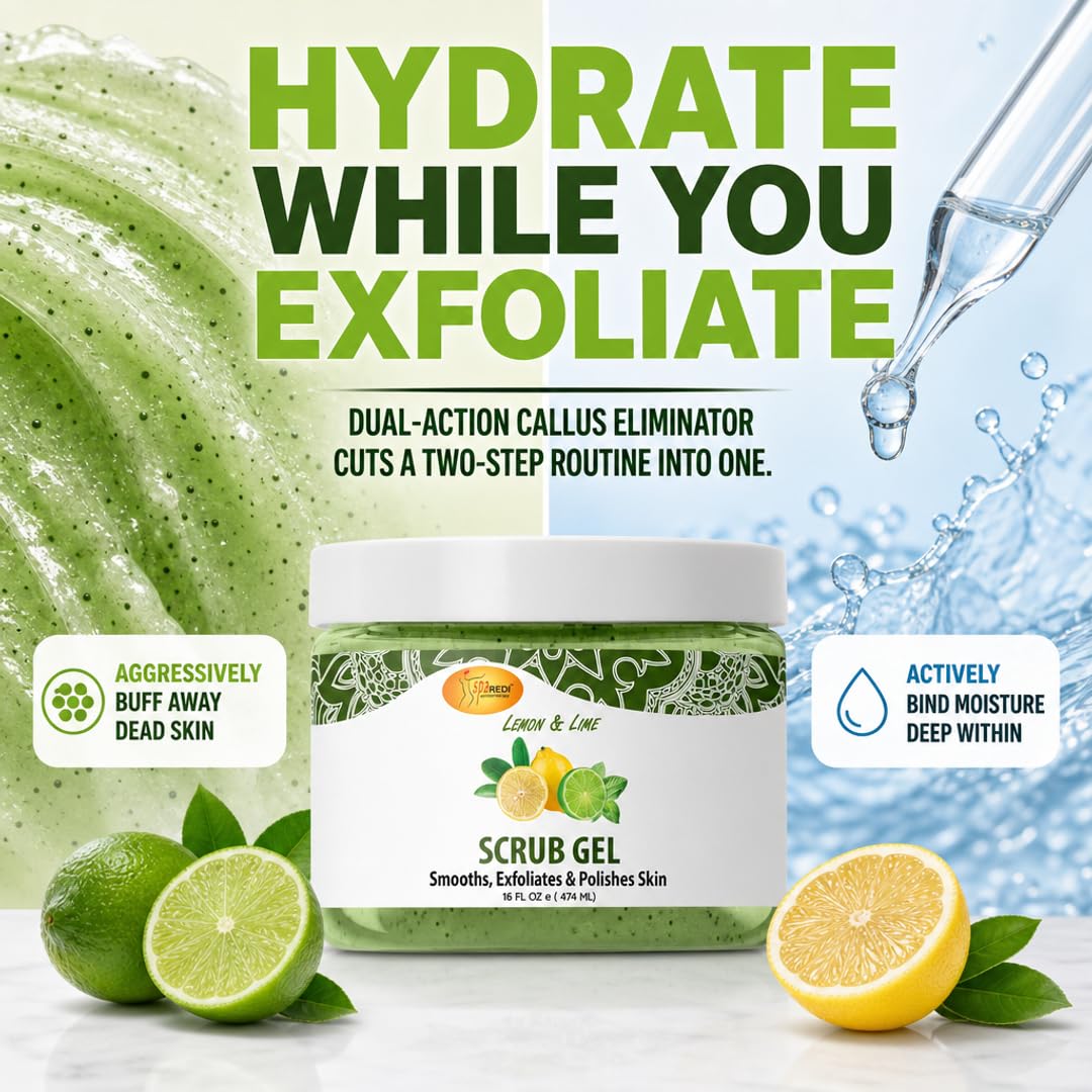 SPA REDI Exfoliating Scrub Pumice Gel - Hydrating Body Exfoliator with Hyaluronic Acid - Refresh &amp; Revitalize