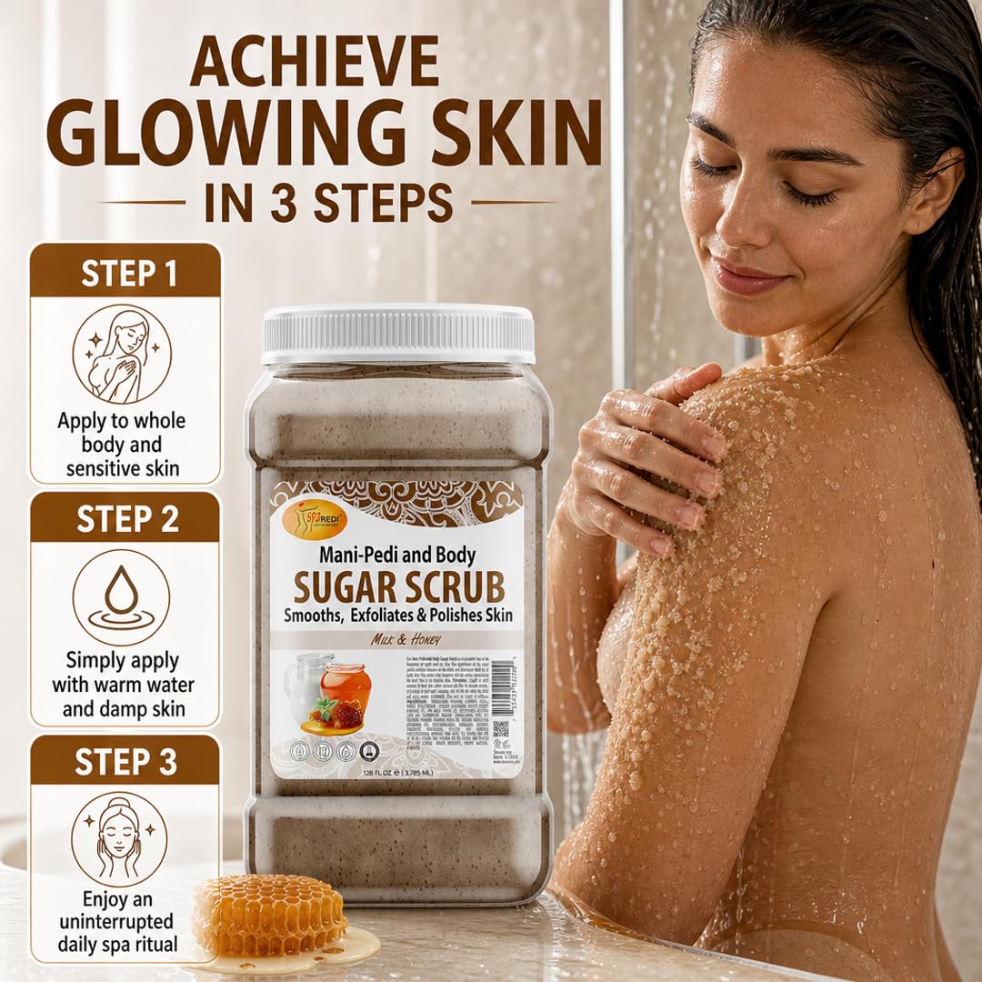 SPA REDI Sugar Body Scrub - Exfoliating &amp; Moisturizing for Smooth, Fresh Skin