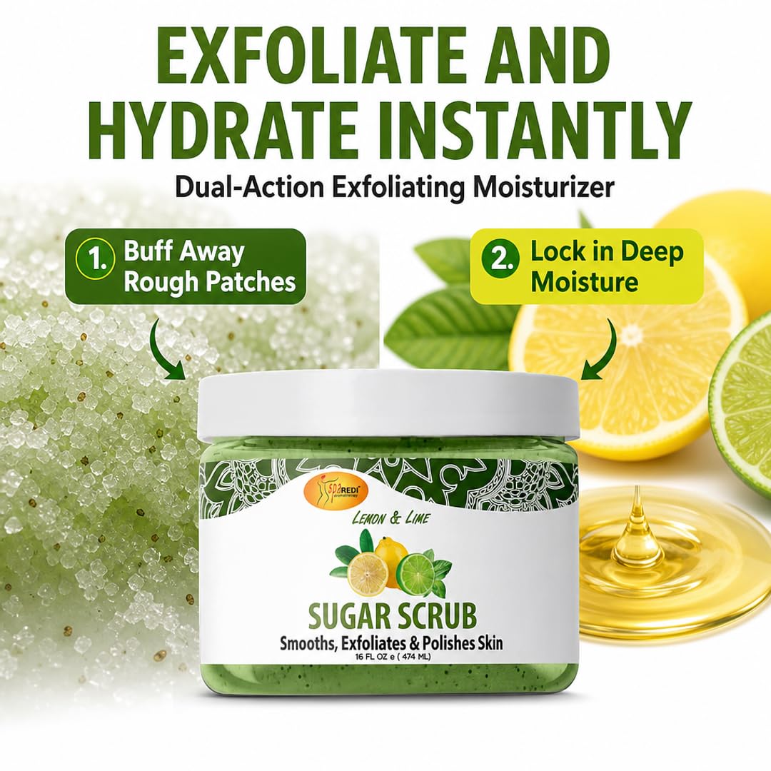 SPA REDI Sugar Body Scrub - Exfoliating &amp; Moisturizing for Smooth, Fresh Skin