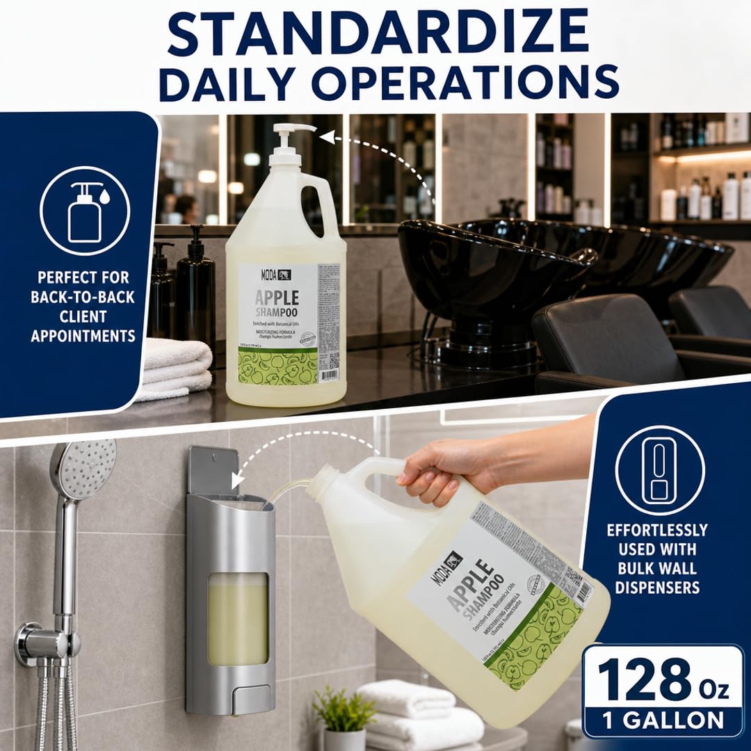 MODA - Moisturizing Shampoo for All Hair Types, Balsam and Protein, Professional - Deep Cleansing and Conditioning - Strengthens, Restores, and Adds Shine