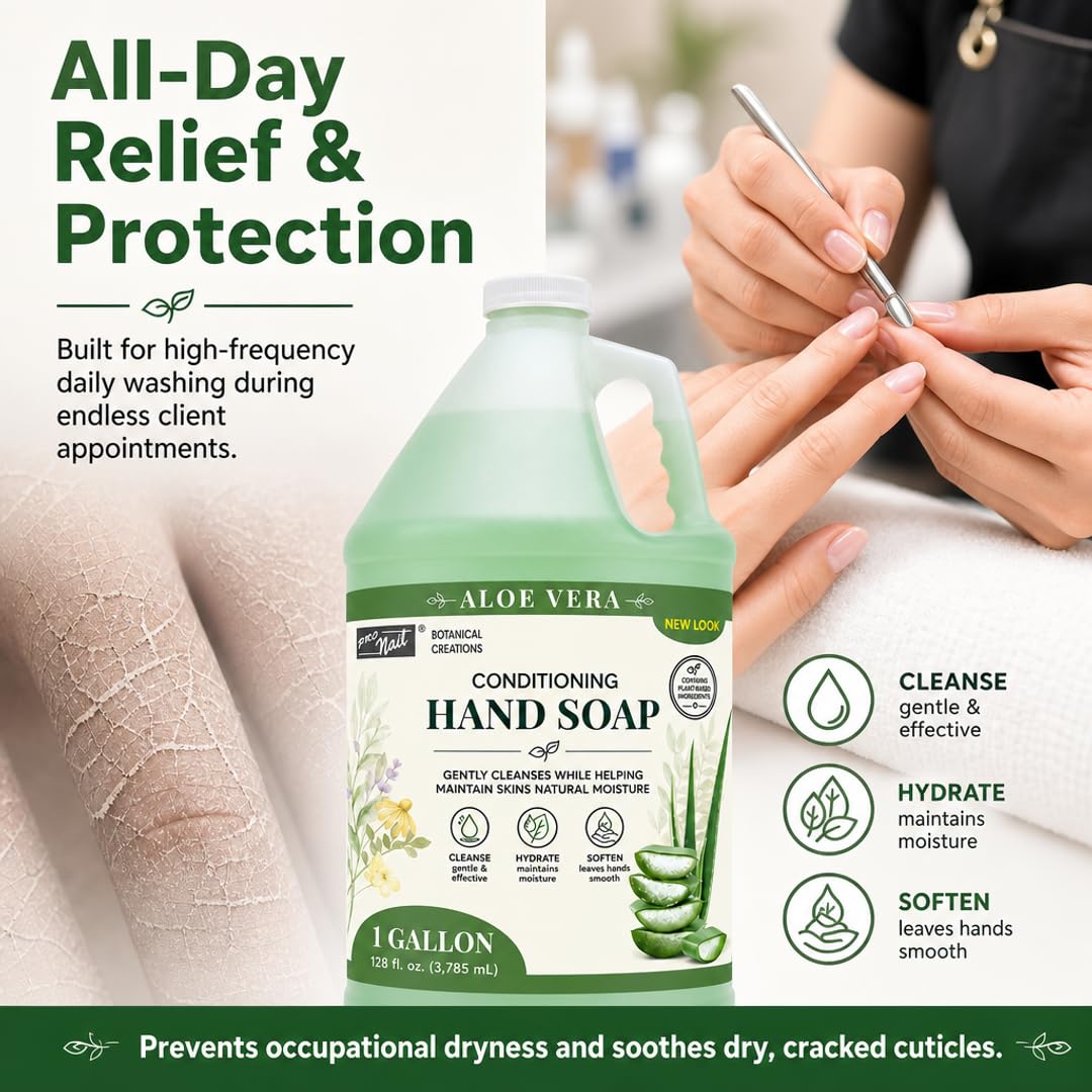PRO NAIL Liquid Hand Soap Refill - Deeply Cleanses &amp; Hydrates - Aloe Vera &amp; Cherry - Bulk Size