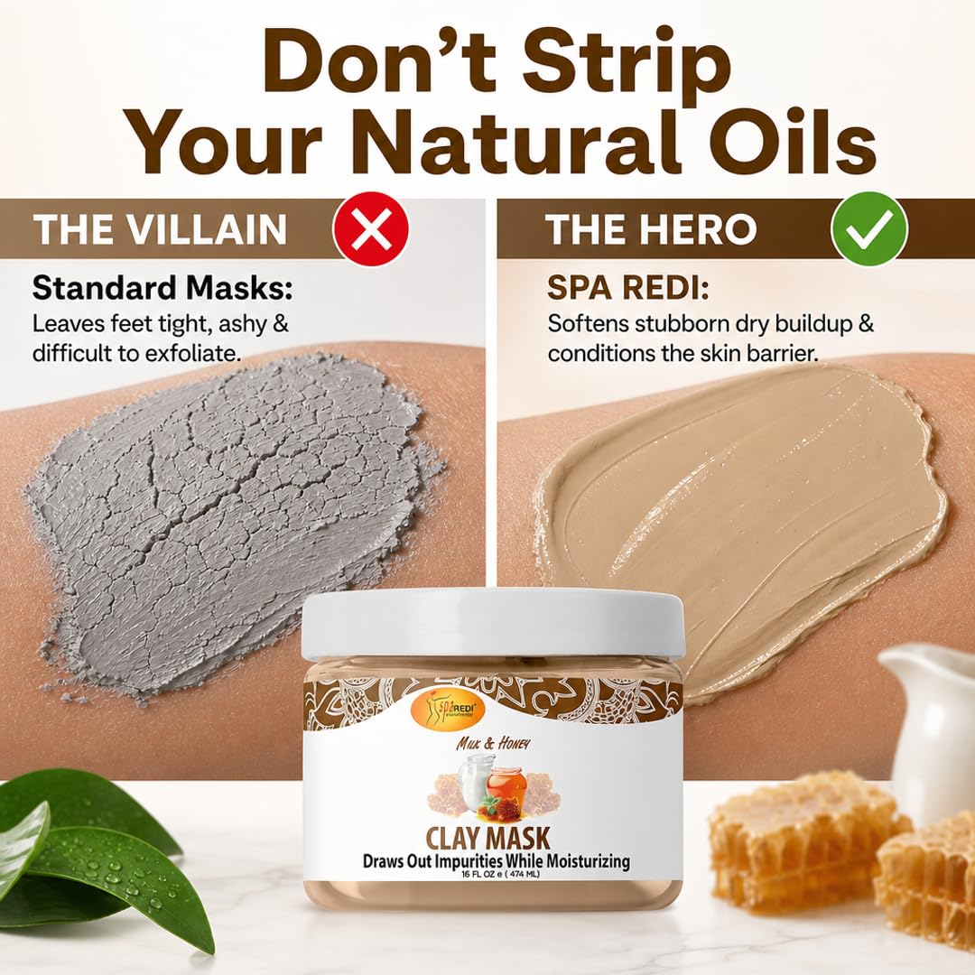 SPA REDI Clay Mask - Detoxifying, Hydrating &amp; Pore Purifying for Body and Pedicure