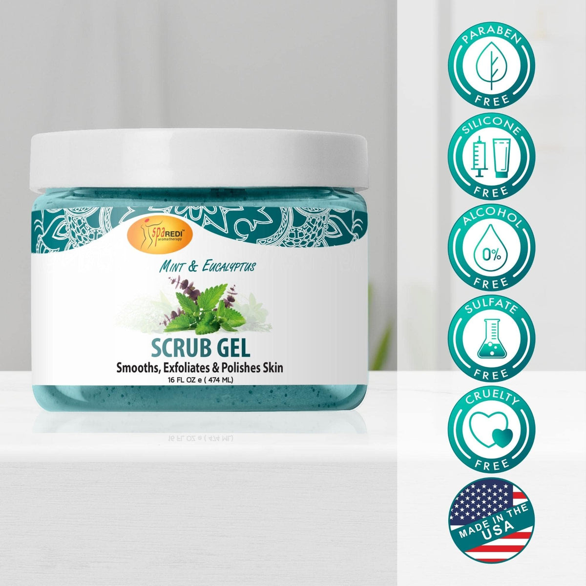 SPA REDI Exfoliating Scrub Pumice Gel - Hydrating Body Exfoliator with Hyaluronic Acid - Refresh &amp; Revitalize