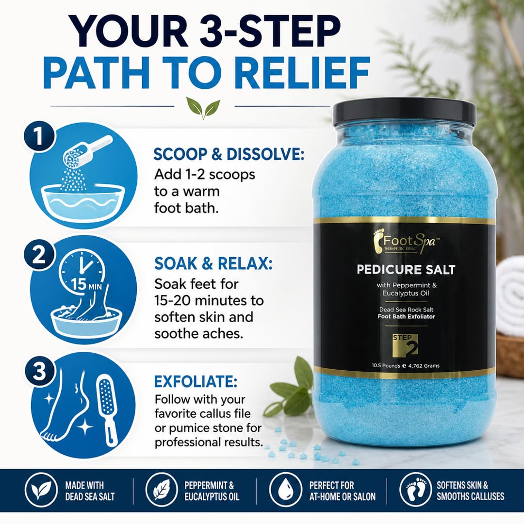 FOOT SPA - Bath Rock Salt with Eucalyptus &amp; Peppermint Oil – Relax, Refresh &amp; Rejuvenate Available in a Variety of Flavors and Sizes