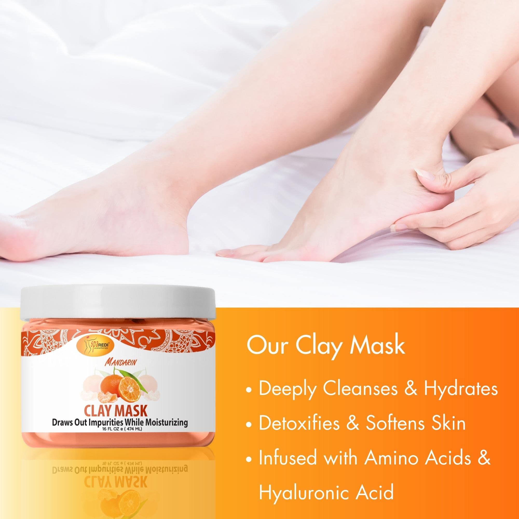 SPA REDI Clay Mask - Detoxifying, Hydrating &amp; Pore Purifying for Body and Pedicure