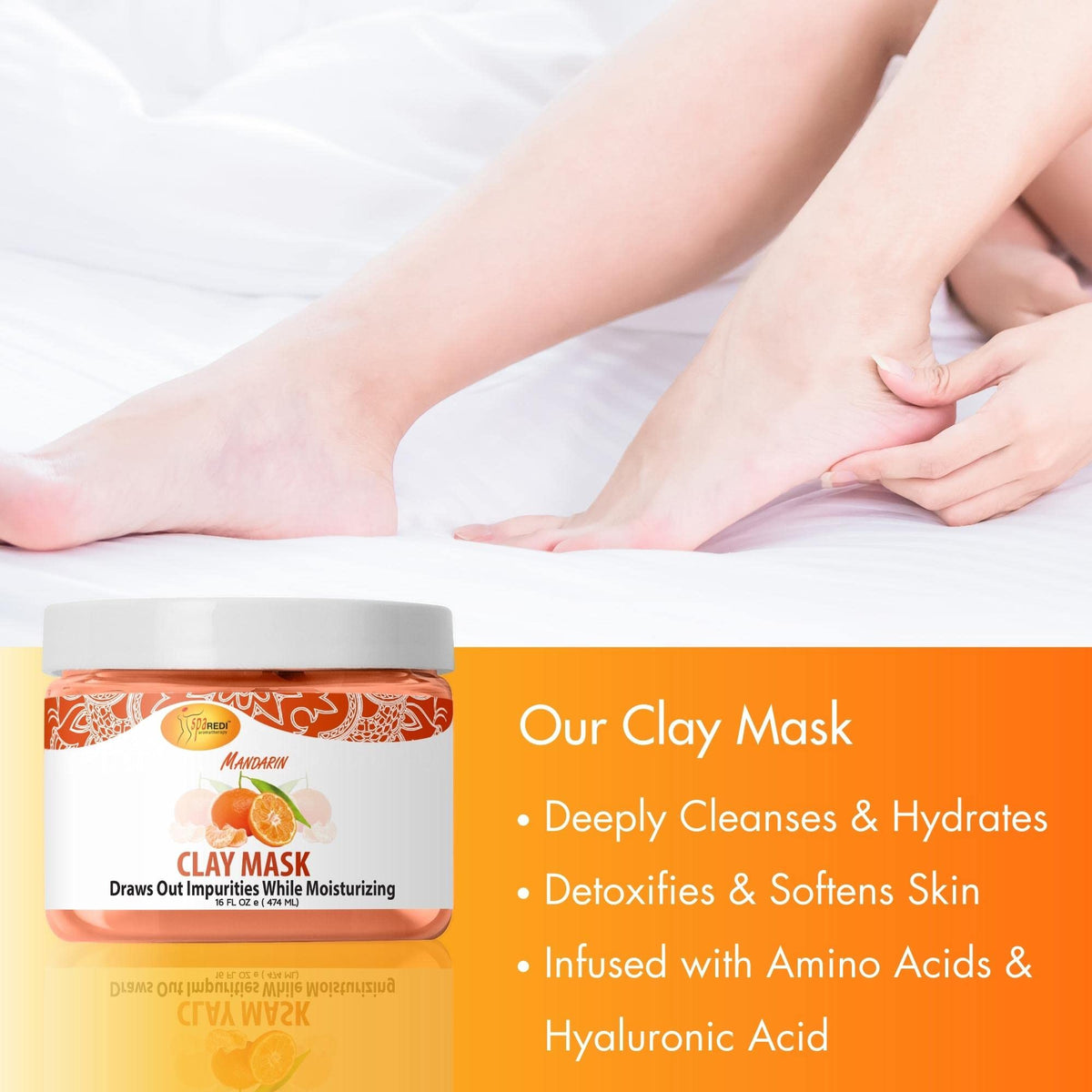 SPA REDI Clay Mask - Detoxifying, Hydrating &amp; Pore Purifying for Body and Pedicure