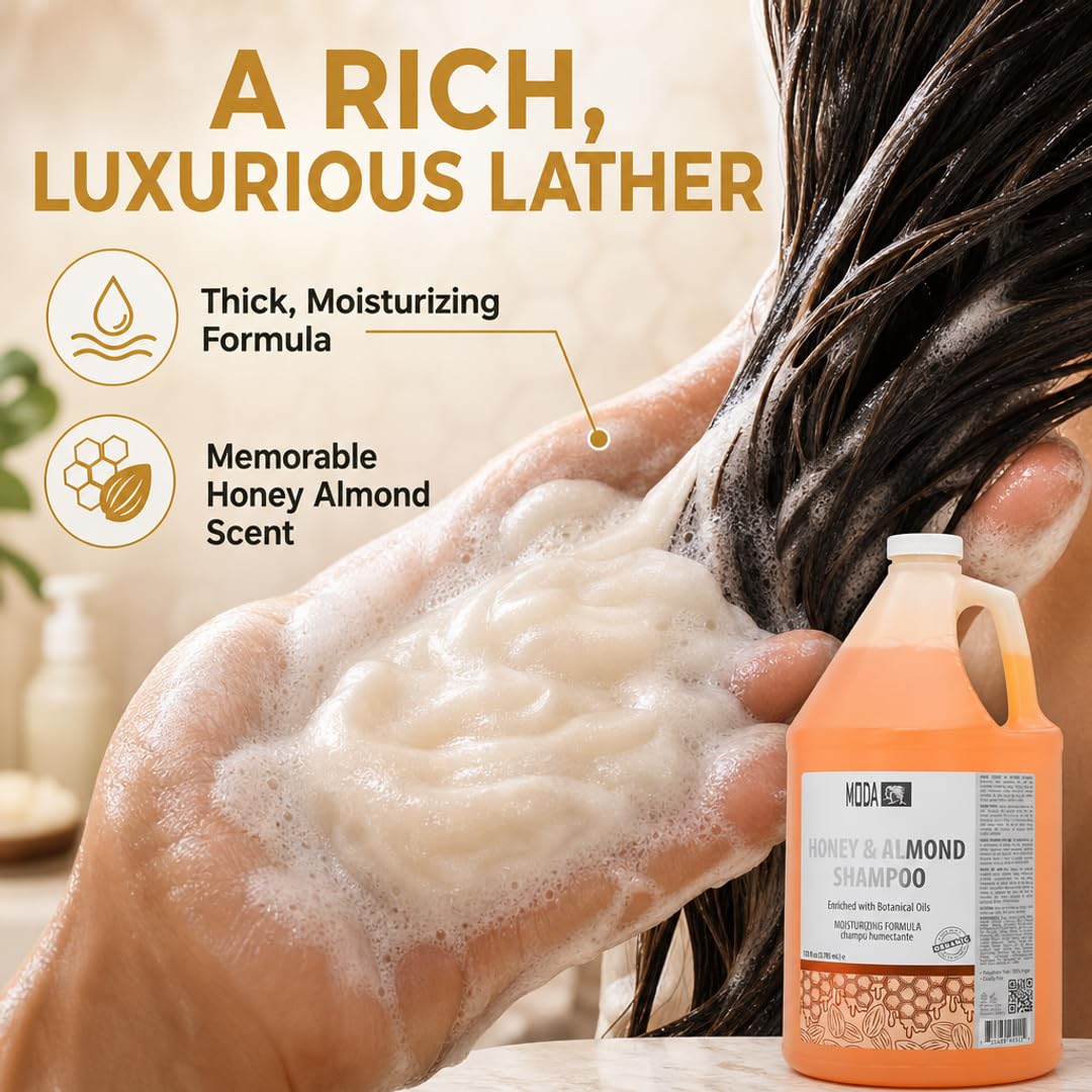 MODA - Moisturizing Shampoo for All Hair Types, Balsam and Protein, Professional - Deep Cleansing and Conditioning - Strengthens, Restores, and Adds Shine