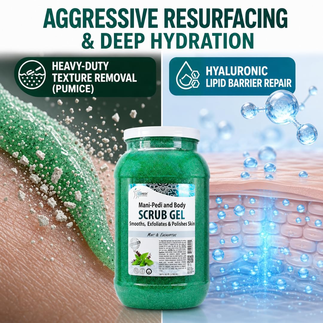 SPA REDI Exfoliating Scrub Pumice Gel - Hydrating Body Exfoliator with Hyaluronic Acid - Refresh &amp; Revitalize