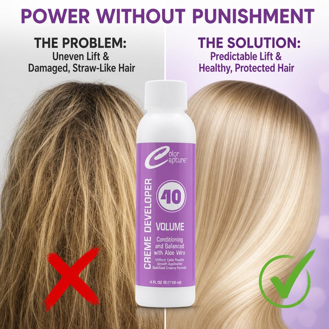 COLOR CAPTURE - Cream Developer, Hair Color Enhancer - Provides Consistent, Vibrant Results for Professional Coloring