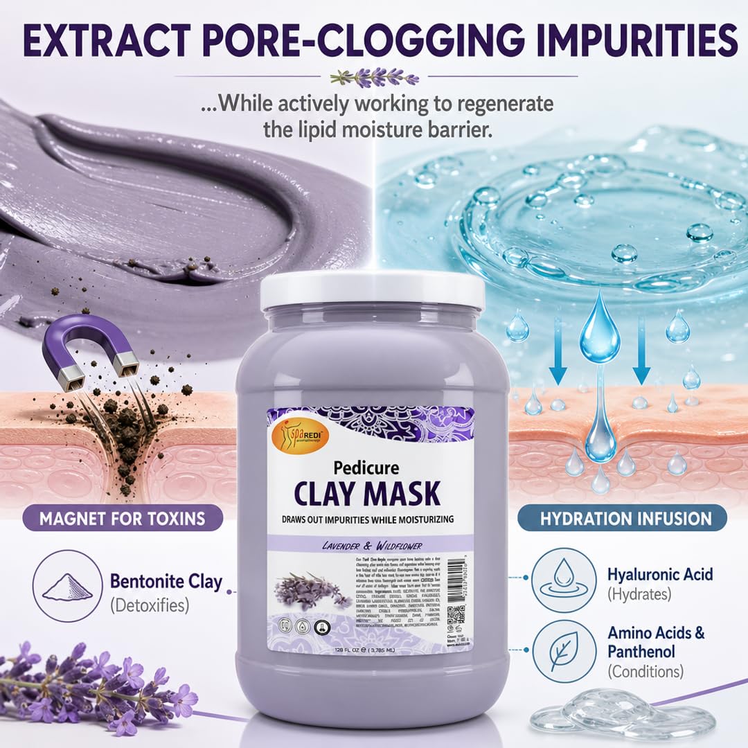 SPA REDI Clay Mask - Detoxifying, Hydrating &amp; Pore Purifying for Body and Pedicure
