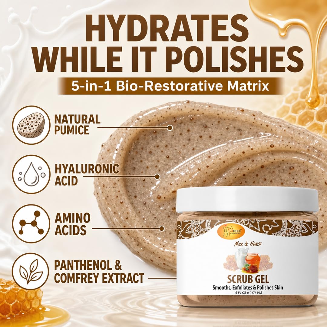 SPA REDI Exfoliating Scrub Pumice Gel - Hydrating Body Exfoliator with Hyaluronic Acid - Refresh &amp; Revitalize