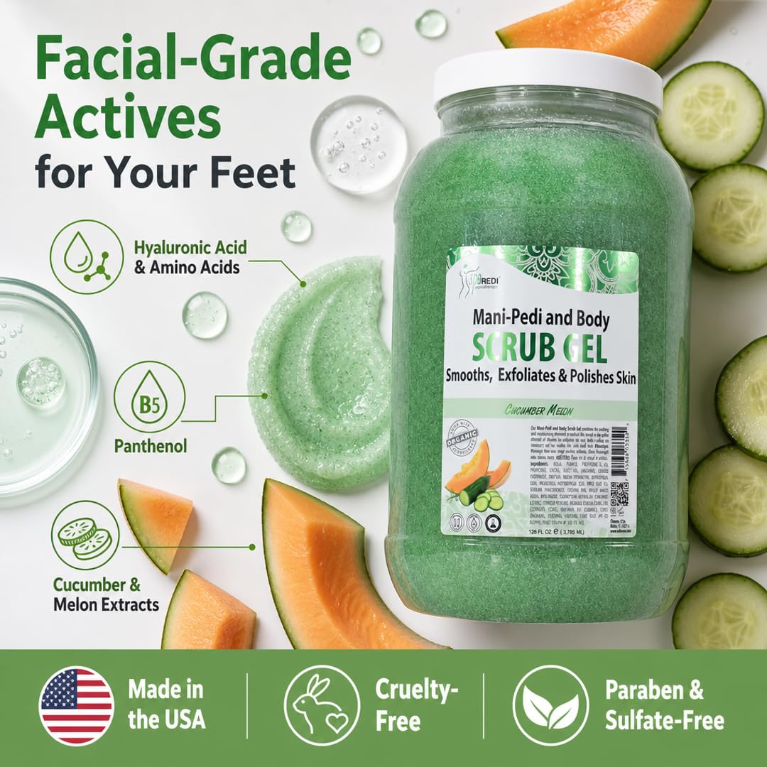 SPA REDI Exfoliating Scrub Pumice Gel - Hydrating Body Exfoliator with Hyaluronic Acid - Refresh &amp; Revitalize