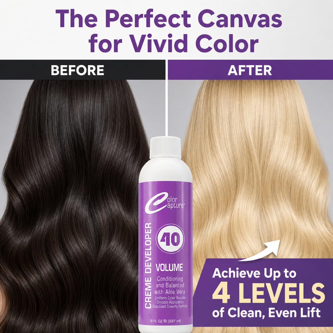 COLOR CAPTURE - Cream Developer, Hair Color Enhancer - Provides Consistent, Vibrant Results for Professional Coloring