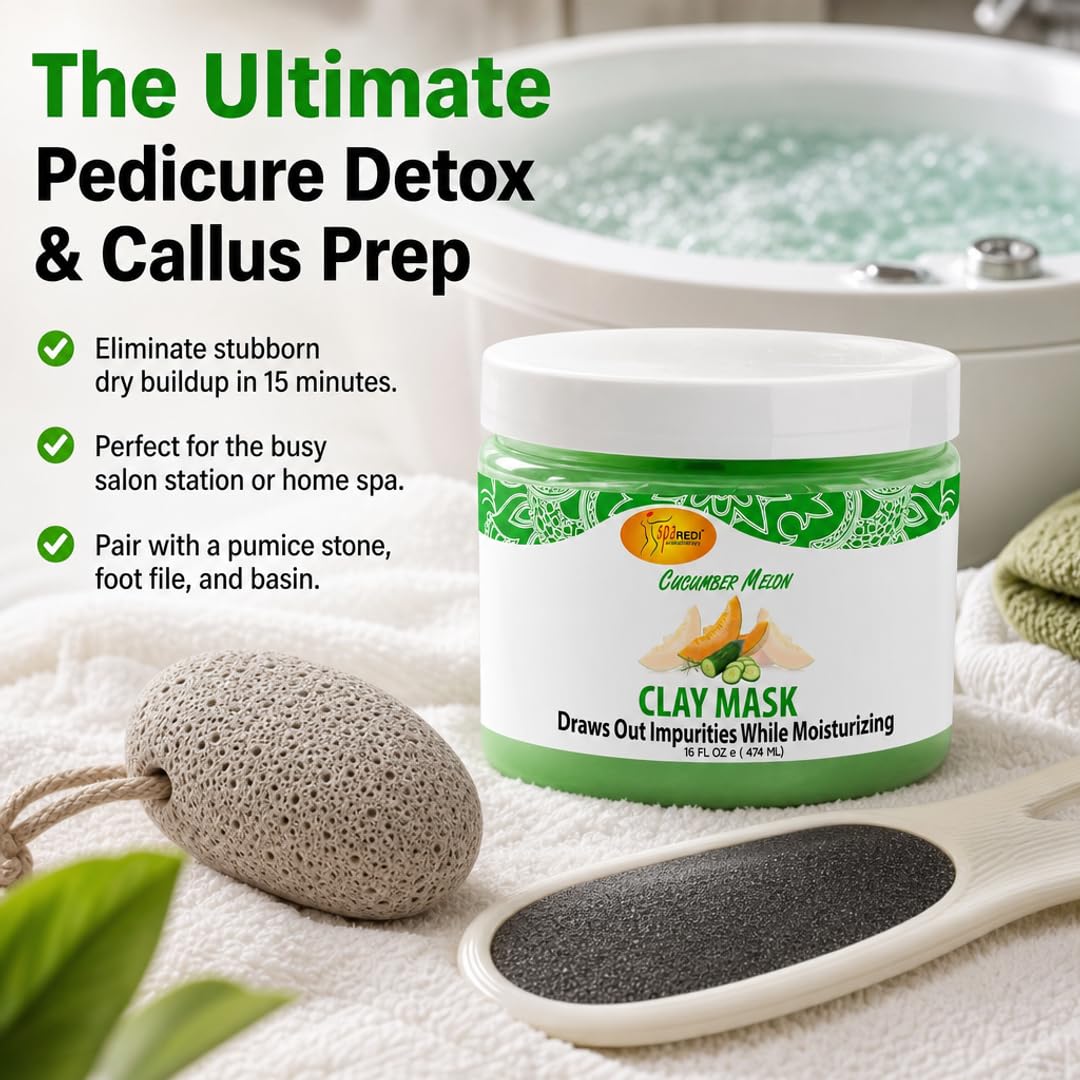 SPA REDI Clay Mask - Detoxifying, Hydrating &amp; Pore Purifying for Body and Pedicure