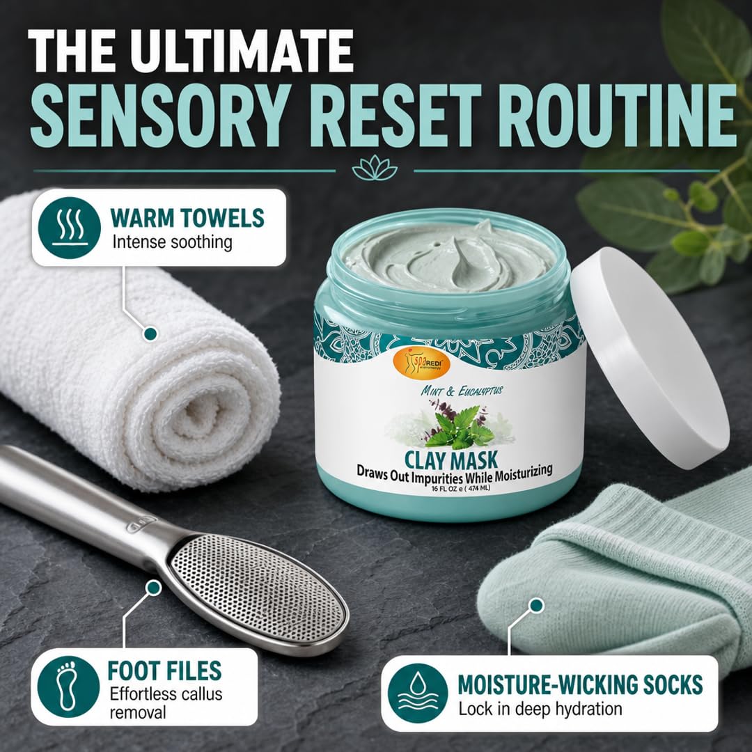 SPA REDI Clay Mask - Detoxifying, Hydrating &amp; Pore Purifying for Body and Pedicure