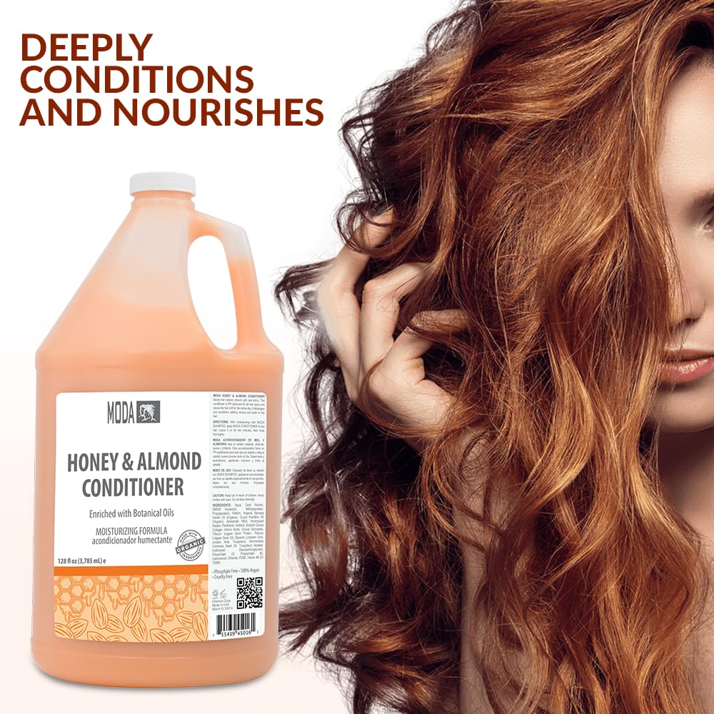 MODA Moisturizing Conditioner for All Hair Types – Professional Treatment – Balsam and Protein Formula – Strengthens, Hydrates, Adds Volume, Restores Shine and Protects Color
