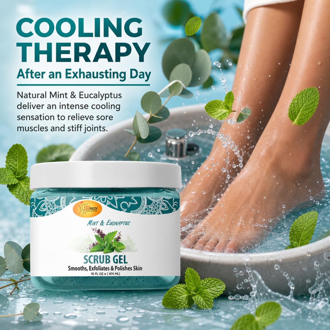 SPA REDI Exfoliating Scrub Pumice Gel - Hydrating Body Exfoliator with Hyaluronic Acid - Refresh &amp; Revitalize